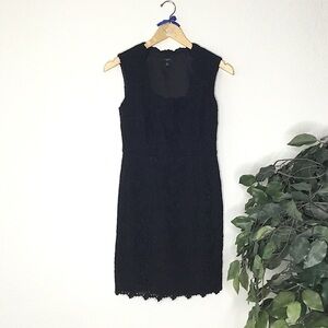 PETITE Ann Taylor Black Lace Sheath Dress